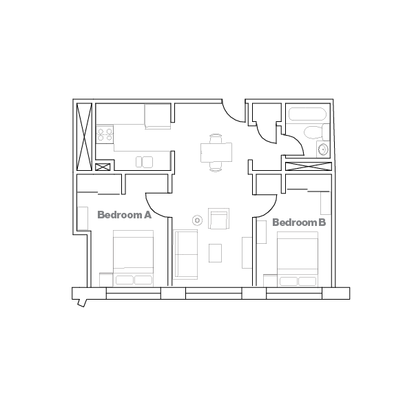 Edgerton furnished two bedroom floor plan