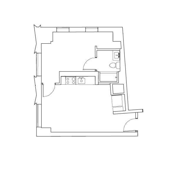 One bedroom floor plan for Site 4